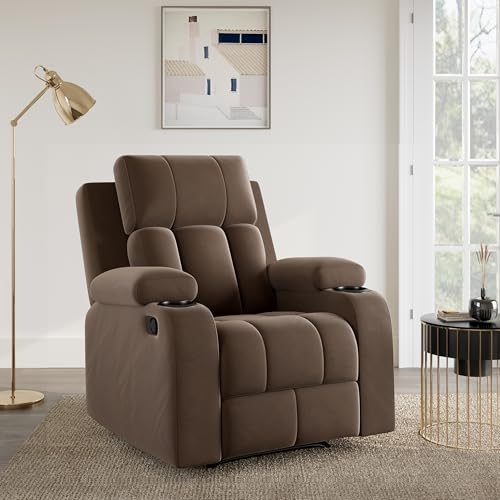 Image of Amazon Brand - Solimo Pinnacle | Single Seater Sofa Recliner | Manual Recliner (Velvet Brown)
