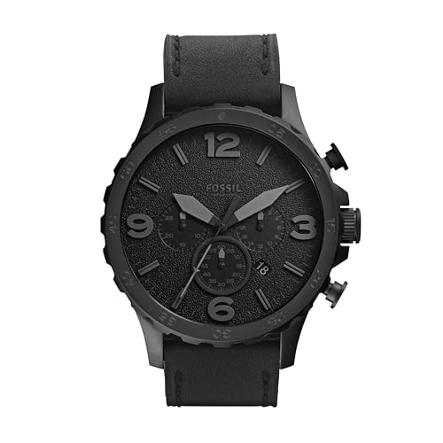 Fossil Men's Nate Quartz Stainless Steel Chronograph Watch, Smoke Gray (Model: JR1437)