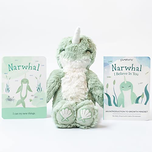 Image of Slumberkins 14" Kin & Board Book | Promotes Growth Mindset, Problem Solving & Teamwork | Social Emotional Tools for Ages 0+ (Narwhal Kin & Board Book)