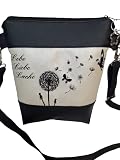 Kleine Handtasche Pusteblume Umhängetasche Schultertasche Tasche mit Anhänger handmade Kunstleder weiss