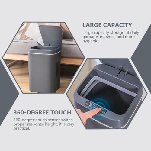 Bote de basura inteligente con sensor gris 13.78x9.06x8.66 in miniatura 4