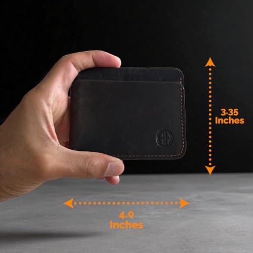 ZeroFold Slim Credit Card Holder – Men's Minimalist Handmade Full Grain Leather Wallet, Hand-Burnished & Oiled Finish, Super slim & Holds up to 8 Cards2
