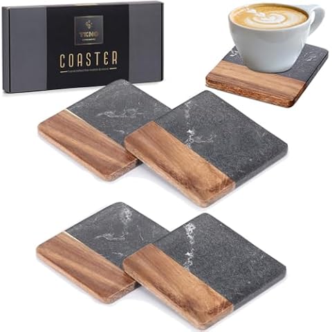 TKNO Luxury Handmade Marble Coasters Set Cover