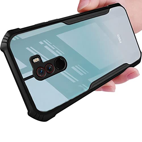 Image of Dashmesh Shopping Shockproof Crystal Clear Back Cover Case for Poco F1 | 360 Degree Protection | Protective Design | Transparent Back Cover Case (Black Bumper)