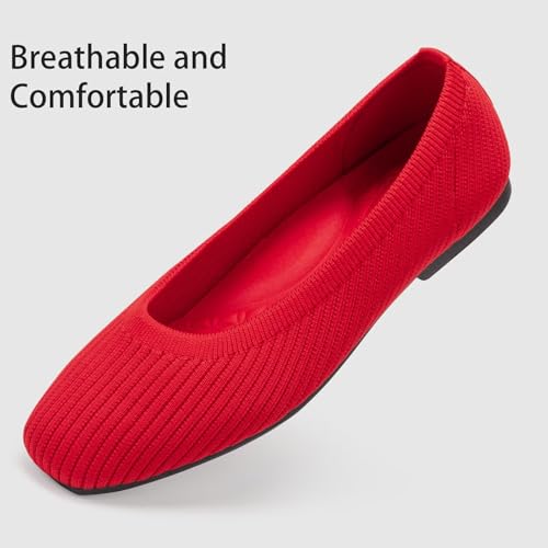 Frank Mully Women's Flats Square Toe Flats Comfortable Slip on Washable Ballet Flats Shoes for Women Dressy Work Red by Frank Mully - Image 4