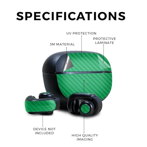 Image of Carbon Fiber Skin Compatible with Bose Ultra Open Earbuds - Solid Green - Premium 3M Vinyl Protective Wrap Decal Cover - Easy to Apply | Crafted in The USA by MightySkins