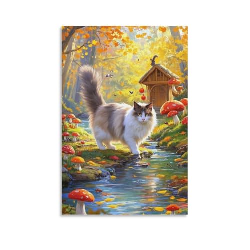 Pintura poster de gato Sagrado de Birmania en lienzo premium con acabado de alta definición
