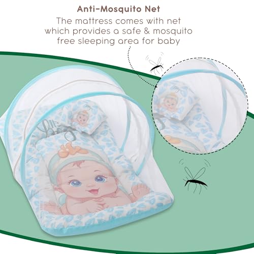 Image of Mommers Baby Folding Mosquito net, Umbrella Net for Travel and Bed, Breathable Mosquito Protection for Kids (0 to 6 Months) Blue