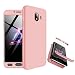 Produktbild Finemoco Hülle für Samsung Galaxy J4 2018 Hülle 3 in 1 Hardcase mit Panzerglas Folie,Ultra Dünn Handyhülle 360 Grad Schutz Tasche Hart PC Bumper Schutzhülle Stoßfest Anti-Kratz Case Cover, Roségold