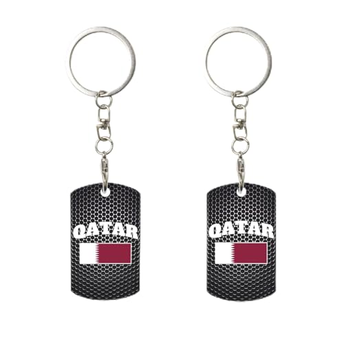 Porte-clés avec clip drapeau du Qatar, porte-clés rectangulaire en métal personnalisé, pour la maison, le bureau et la moto