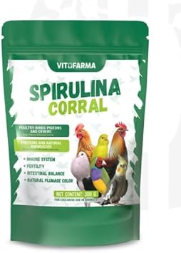 Spirulina Powder 300g - Immune Supplement for Poultry and Birds - Multivitamin with Antioxidants for Chickens, Chickens, Pigeons, Parrots and More - Natural Immune Booster