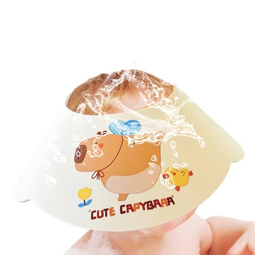 Ranley Visera de baño para niños pequeños – Protector de cabeza de bebé con patrón de Capybara | Accesorios de baño impermeables, suministros para niños pequeños para el hogar, viajes, baño de padres