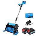 Elebatic Cordless Snow Shovel, 21V 12Inch 2Ah*2 Brushless Electric Snow Blower with Auxiliary Handle,Snow Shovel for Driveway, Sidewalk, Battery and Charger Included