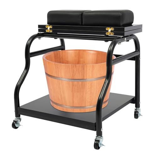 Carro plegable para spa de pies con ruedas y cojines negro miniatura 2
