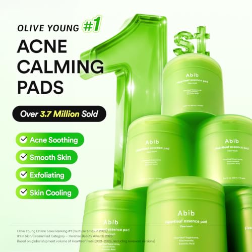Image of Abib Heartleaf Essence Pad Clear Touch 70 Pads 8.45 fl oz | Soothing Toner Pads for Acne-Prone Skin with Succinic Acid, Niacinamide, Gentle Exfoliation, Korean Skin Care (New /Refillable)