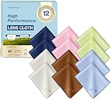 12 Count 200gsm Glasses Cleaning Cloth for Eyeglasses, Lens & Screen, Individually Wrapped Scratch-Free Streak-Free Eye Glasses Cleaner Cloth for Sunglasses, Camera Lens, Screen wipes, Multicolour
