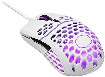 Cooler Master MM711 60G Glossy White Gaming Mouse with Lightweight Honeycomb Shell, Ultraweave Cable, 16000 DPI Optical Sensor and RGB Accents
