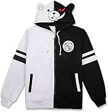 Sudadera con capucha de oso blanco y negro con cremallera, disfraz de Monokuma para cosplay, unisex, juego de anime, casual, manga larga, sudaderas unisex