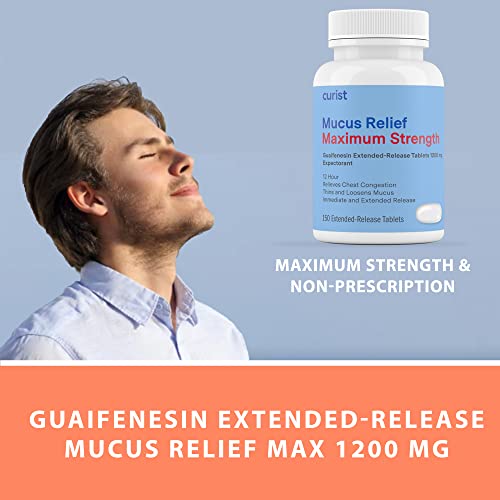 Curist Guaifenesin 1200 Mg Extended Release Tablets - 150 Count Maximum Strength Mucus Relief Tablets Otc - Reduce Mucus, Clear Congestion (1200Mg Bulk Pack - 150 Tablets) #TOP2