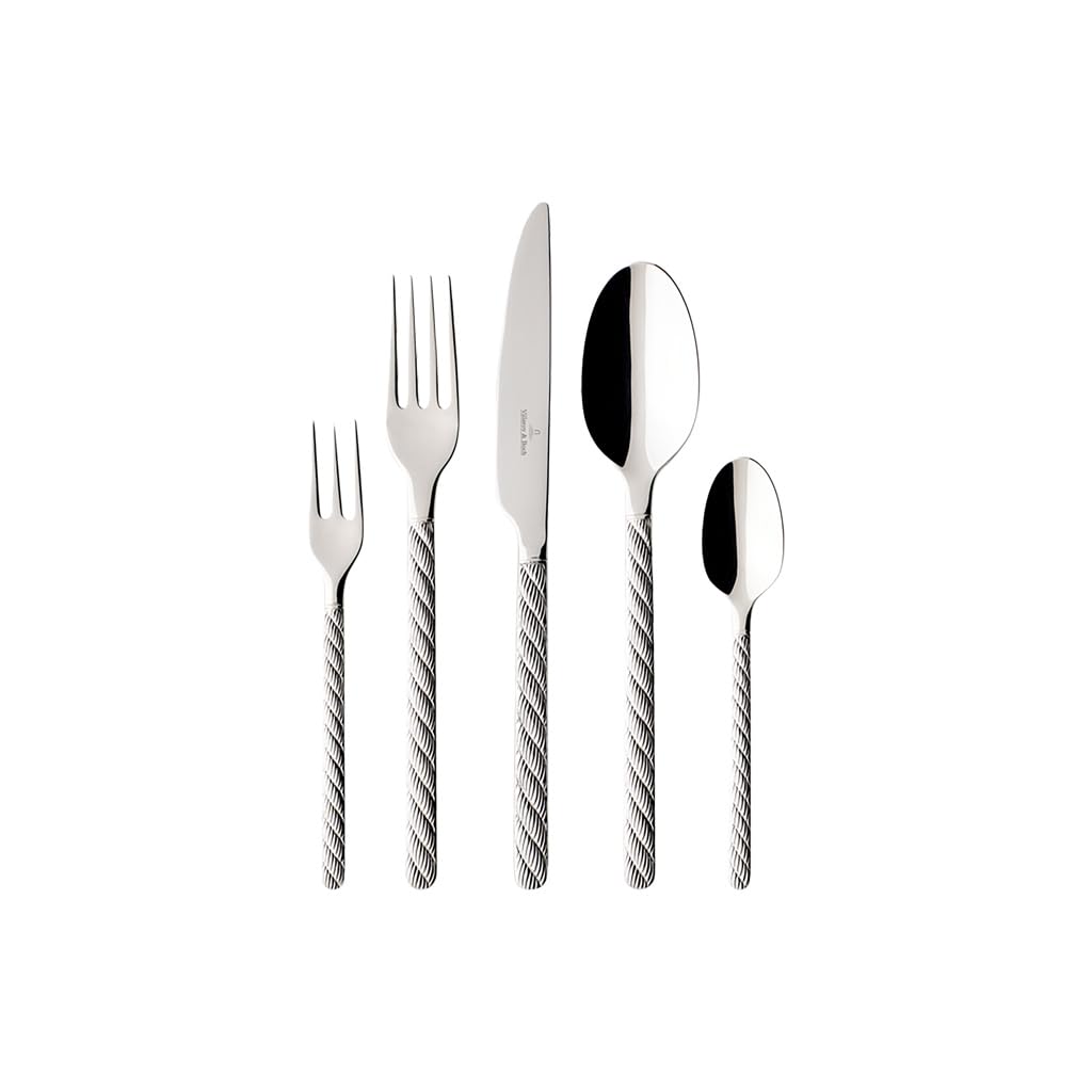 Villeroy & Boch - Montauk Besteckset 30-teilig Silber, Spülmaschinenfest, Besteck Set für 6 Personen, Besteckset Platin, Besteck, Edelstahl