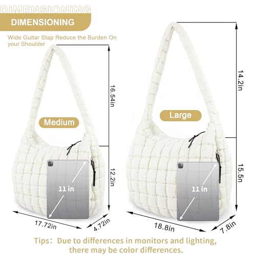 Image of Quilted Puffer Tote Bag Purse Puffy Crossbody Shoulder Bag,Lightweight Nylon Hobo Bag Puffer Carryall Bag for Women Girl