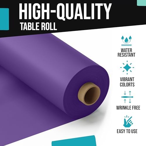 Premium Quality Plastic Table Cover Banquet Rolls 40" X 300' (Purple) - Exquisite - 3