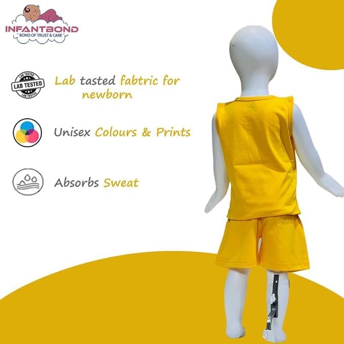 Image of Infantbond Baby & Kids Summer Wear /T-shirt & Short /Cotton Summer Dress /Cut Sleeves T-shirt Nekar