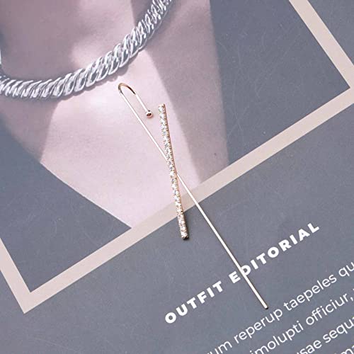 Iaceble Bohemia Cross Ear Wrap Crawler Hook Earrings Crystal Bar Long Piercing Wrap Climber Earrings Minimalist Gold Cz Ear Hook Earrings Rhinestone Cross Ear Cuff Earrings Jewelry For Women And Girls #TOP4