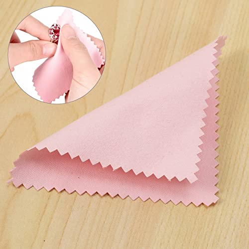 Hofun Jewelry Polishing Cloths, Silver Jewelry Cleaning Cloth, Tarnish Remover For Jewelry, 50 Pcs, 8 * 8Cm, Pink #TOP3