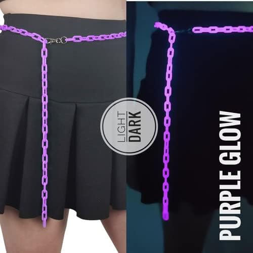 Vista 15 de Cinturón de cadena colorido Joyería de cadena para festivales rave, conciertos, fiestas 16 colores brilla en la oscuridad Reactivo UV Lima
