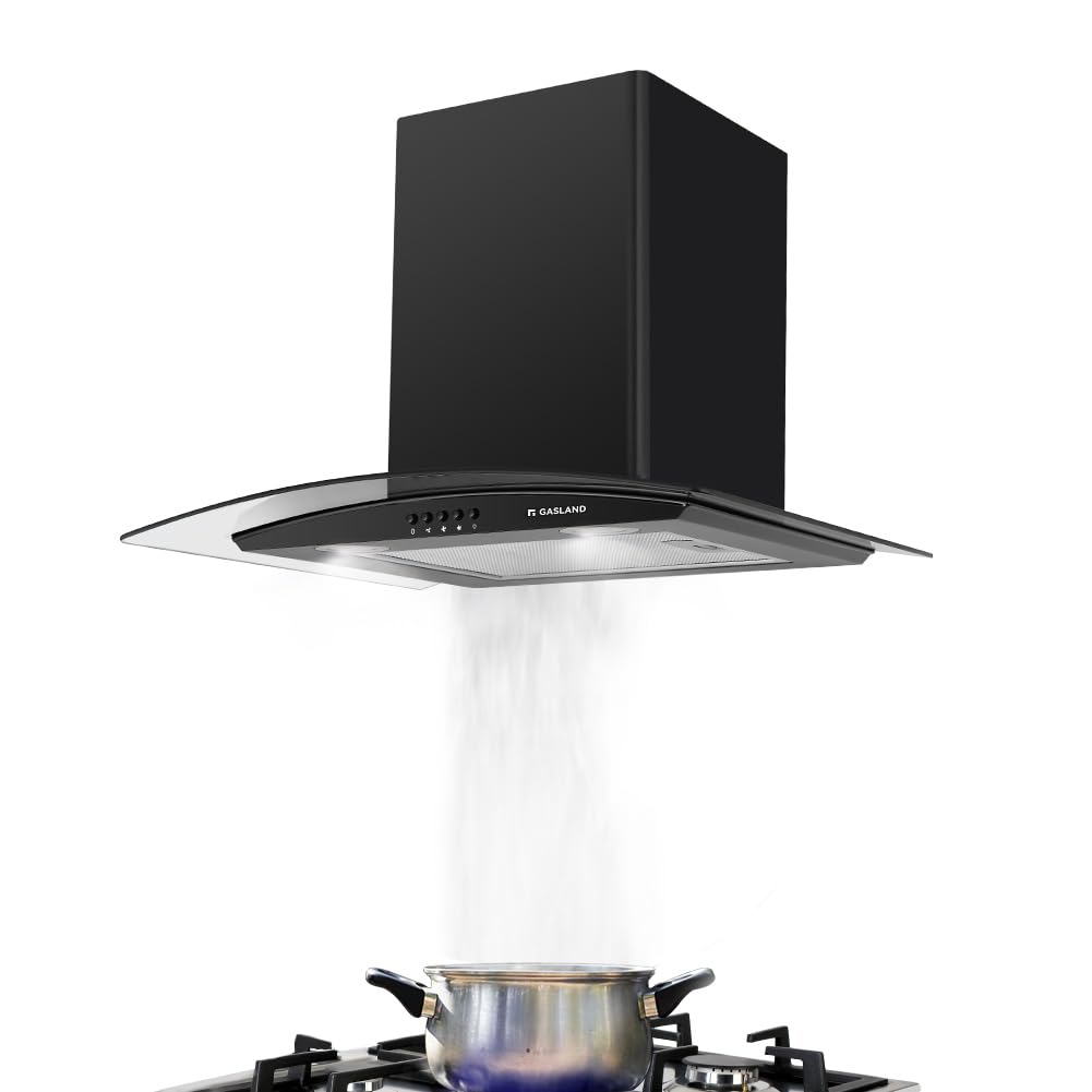 Gasland Chef GR60BP Campana Extractora de Pared 60cm, Campana Extractora Cristal Cocina, Decorativa, 500 m³/h, 3 Velocidades de Exrtacción, Negro