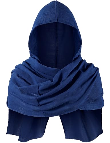 TOKYO REVENGERS Kids Medieval Renaissance Hooded Cowl Multifunctional Scarf Shawl Cape Halloween Cosplay Costume Accessories(Navy Blue)