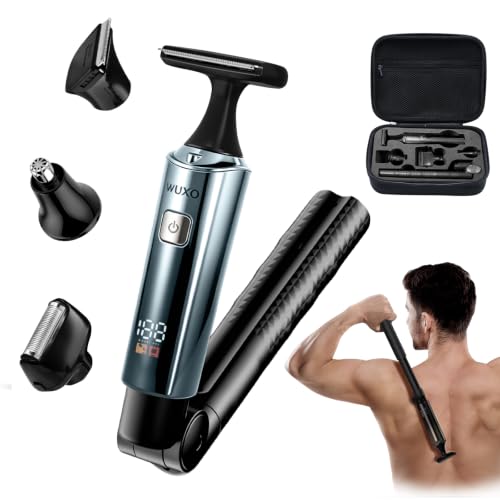 WUXO Back Shaver for Men, 4-in-1 Electric Groin Hair Trimmer Storage Case