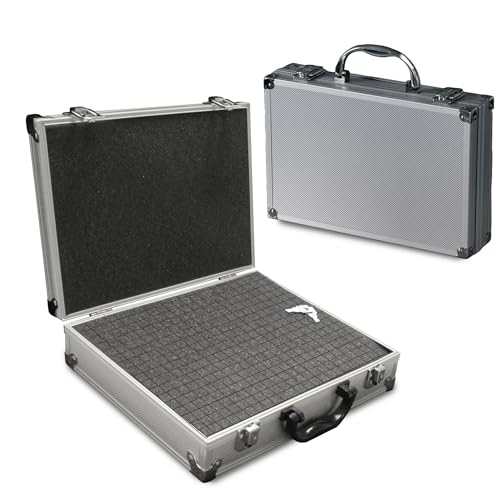 PeakTech 7255 – Estuche universal para dispositivos de medición, robusto, de aluminio, almacenamiento de herramientas, relleno de espuma, con cerradura, a prueba de polvo, M   295 x 195 x 70 mm