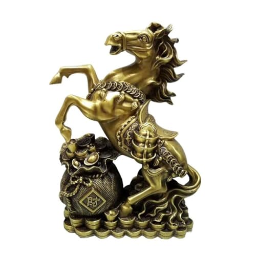 Statue de cheval en laiton massif petite sculpture artisanale dorée pour décoration de bureau
