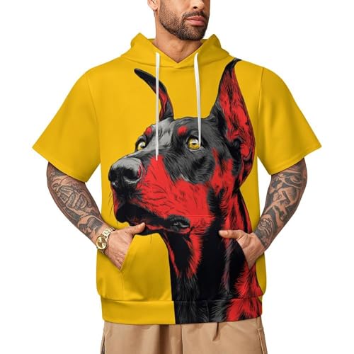 Animal Graphic Men's Short Sleeve Hoodie Sport Casual Sweatshirt Pullover Hooded T-Shirts with Pocket