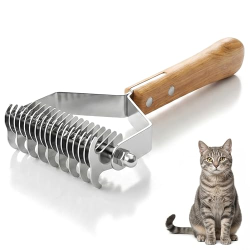 Spazzola per Gatti e Cani in Legno e Acciaio Inox 18,5 x 8,3 cm per Rimozione Nodi e Grovigli