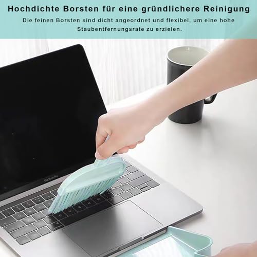 Thgtao Tischbesen, Tischkehrer, Mini Besen Tischfeger, Handbesen mit Schaufel, Besen und Kehrschaufel Set für Haus, Büro, Schule und Haustier Reinigung (Blau)