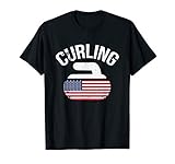 USA Red White and Blue American Flag Curling Stone Shirt