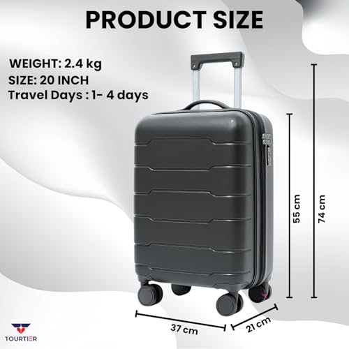 Image of 28-Inch Hard-Shell Luggage Suitcase | Lightweight 3.7 kg | 360 Spinner Wheels | 2-Way Zipper | Multi-Functional Lock | Business & Family Travel Trolley Bag (1, Dark GREY-20INCH)