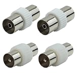 LLFYXM 4 PCS Coaxial Cable Connectors, Premium Nickel Plated 2x Male to Male and 2x Female to Female Aerial Connectors Suitable for Signal Transmission, Suitable for Use with Most TV Aerial Setups