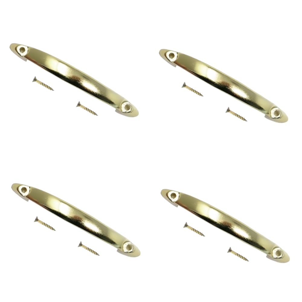 Electro Brass Front Fix Door Handle 100mm (4 inch) D-Shape Front Fix Pull Door Handle for Wooden Doors Including Fixing Screws for Kitchen Cupboard Cabinet Drawer Wardrobe Door Pull Handle Pack of 4