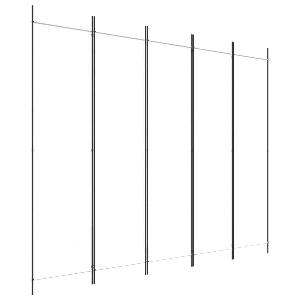 Biombo de 5 paneles, blanco, 250x200 cm, de tela, separador de espacio, divisor de habitación moderno, para interiores, balcón, protección de la vista, terraza, área privada, vestidor, para