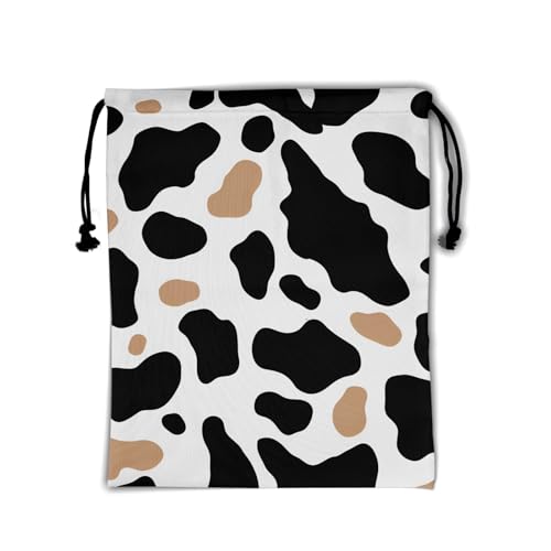 Image of Nerxy Cow Print Gymnastics Grip Bag - Cowhide Grips Bags Animal Drawstring Gym Bag for Gymnasts Cow Gym Pouch Bags Adjustable