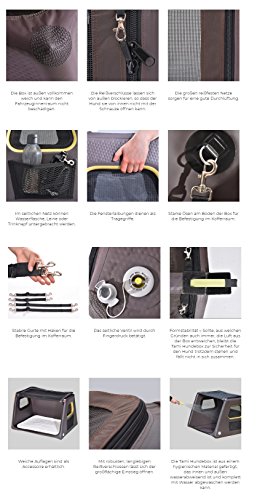 Tami - Hundetransportbox aufblasbar Tragebox Transportbox Hundebox Reisebox Autotransportbox Kofferraumbox Gitterbox Käfig Hund Box Dogbox Inflatable inkl. Dog-Vital Bio-Hundekeks (M)