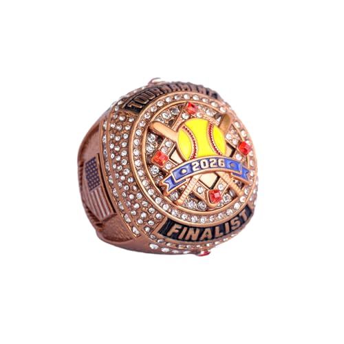 Image of 2 pcs Pack or 12 pcs Pack Softball Championship Trophy Ring Award Gift for Tournament Champion Team palyers Awards Trophy on Side Size 9.5
