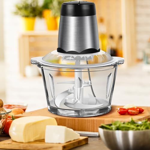2L Electric Meat Grinder and Multi Blender Mixer - Food Processor & Vegetable Chopper with Dual Speeds and 4 Stainless-Steel Blades