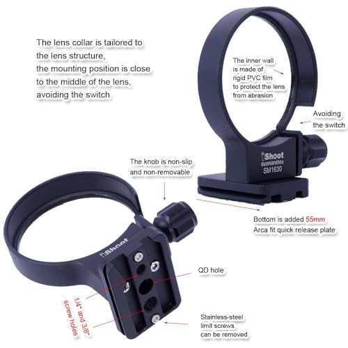 iShoot Lens Collar Tripod Mount Ring Compatible with Sigma 16-300mm F3.5-6.7 DC OS (E/X/L/RF Mount), Lens Support Holder Bracket Bottom is Arca-Swiss Fit Quick Release Plate for Arca Clamp &Stabilizer