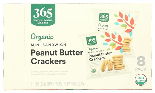 365 by Whole Foods Market, Organic Mini Peanut Butter Sandwich Crackers 8 Count, 1 Ounce