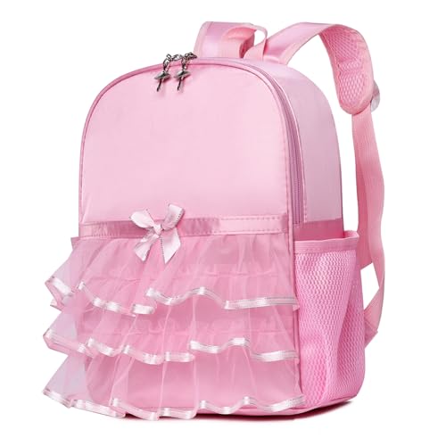 Yitengteng Mochila de dança princesa bailarina para meninas pequenas, mochila de nylon, mochila com laço rosa, rosa
